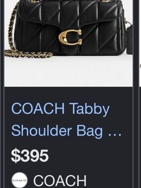 Coach Tabby Quilted Leather Shoulder Bag - Black with Gold Hardware